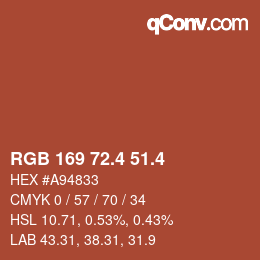 カラーコード: RGB 169 72.4 51.4 | qconv.com