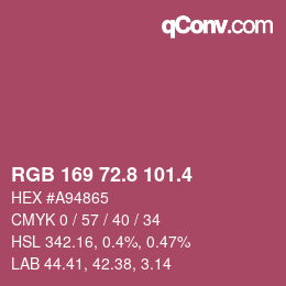 カラーコード: RGB 169 72.8 101.4 | qconv.com