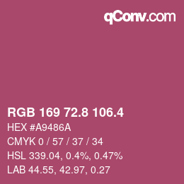 カラーコード: RGB 169 72.8 106.4 | qconv.com