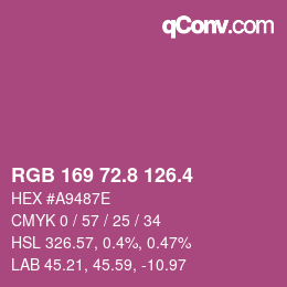カラーコード: RGB 169 72.8 126.4 | qconv.com