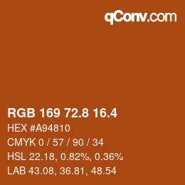 カラーコード: RGB 169 72.8 16.4 | qconv.com