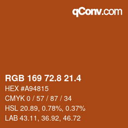 カラーコード: RGB 169 72.8 21.4 | qconv.com