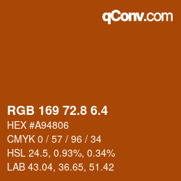 カラーコード: RGB 169 72.8 6.4 | qconv.com