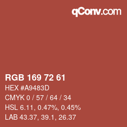Color code: RGB 169 72 61 | qconv.com