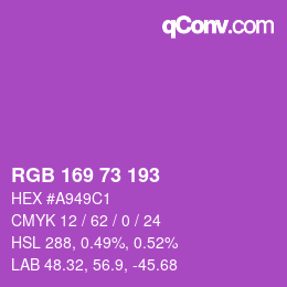 Farbcode: RGB 169 73 193 | qconv.com