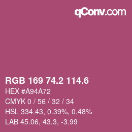 カラーコード: RGB 169 74.2 114.6 | qconv.com