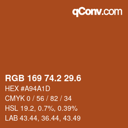 カラーコード: RGB 169 74.2 29.6 | qconv.com