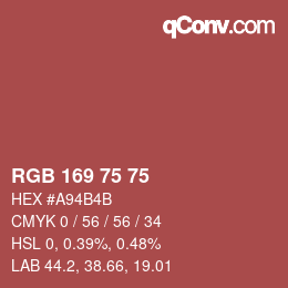 Farbcode: RGB 169 75 75 | qconv.com