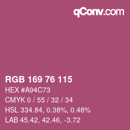 Color code: RGB 169 76 115 | qconv.com