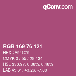Color code: RGB 169 76 121 | qconv.com