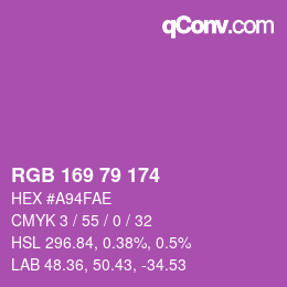 カラーコード: RGB 169 79 174 | qconv.com