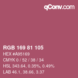 颜色代码: RGB 169 81 105 | qconv.com