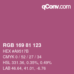Farbcode: RGB 169 81 123 | qconv.com