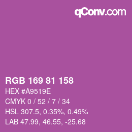 Farbcode: RGB 169 81 158 | qconv.com