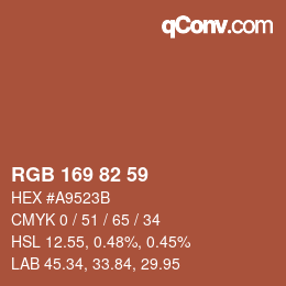 Color code: RGB 169 82 59 | qconv.com