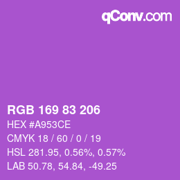カラーコード: RGB 169 83 206 | qconv.com