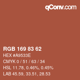 Código de color: RGB 169 83 62 | qconv.com
