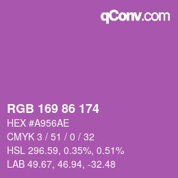 カラーコード: RGB 169 86 174 | qconv.com