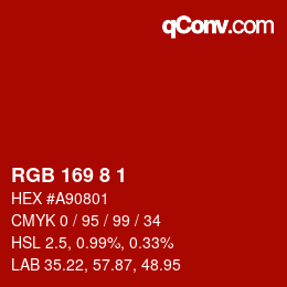 カラーコード: RGB 169 8 1 | qconv.com