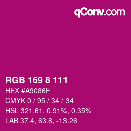 カラーコード: RGB 169 8 111 | qconv.com