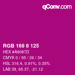 Color code: RGB 169 8 125 | qconv.com