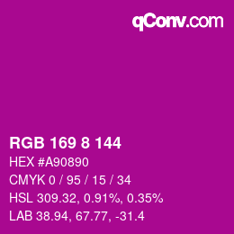 Color code: RGB 169 8 144 | qconv.com