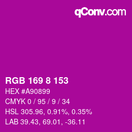 Color code: RGB 169 8 153 | qconv.com