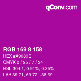 カラーコード: RGB 169 8 158 | qconv.com