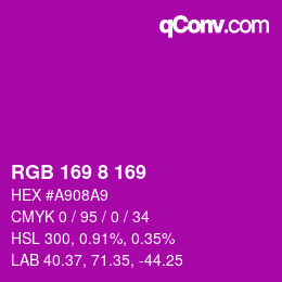 Color code: RGB 169 8 169 | qconv.com