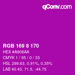 カラーコード: RGB 169 8 170 | qconv.com