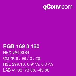 Color code: RGB 169 8 180 | qconv.com