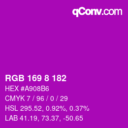 カラーコード: RGB 169 8 182 | qconv.com