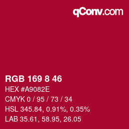 カラーコード: RGB 169 8 46 | qconv.com