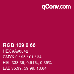 Color code: RGB 169 8 66 | qconv.com
