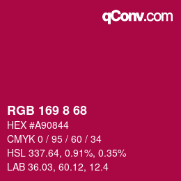 カラーコード: RGB 169 8 68 | qconv.com