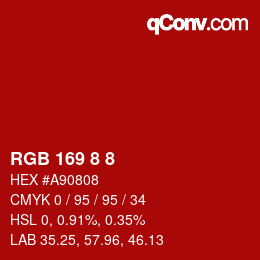 Farbcode: RGB 169 8 8 | qconv.com
