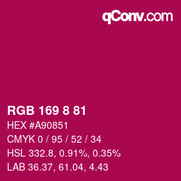 カラーコード: RGB 169 8 81 | qconv.com