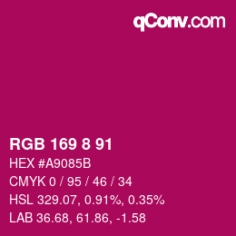 Color code: RGB 169 8 91 | qconv.com