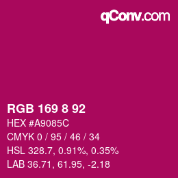 Color code: RGB 169 8 92 | qconv.com