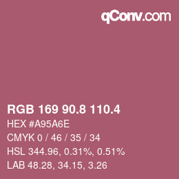 カラーコード: RGB 169 90.8 110.4 | qconv.com