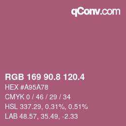 カラーコード: RGB 169 90.8 120.4 | qconv.com