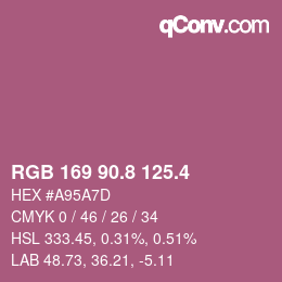 カラーコード: RGB 169 90.8 125.4 | qconv.com