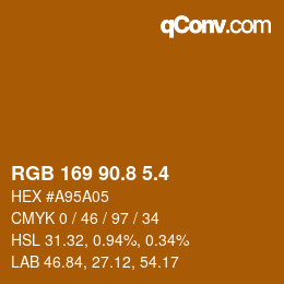 カラーコード: RGB 169 90.8 5.4 | qconv.com