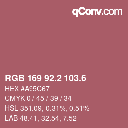 カラーコード: RGB 169 92.2 103.6 | qconv.com