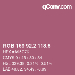 カラーコード: RGB 169 92.2 118.6 | qconv.com