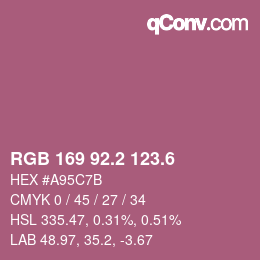 カラーコード: RGB 169 92.2 123.6 | qconv.com