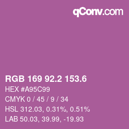 カラーコード: RGB 169 92.2 153.6 | qconv.com