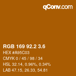 カラーコード: RGB 169 92.2 3.6 | qconv.com