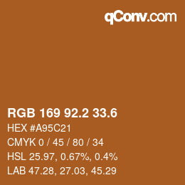 カラーコード: RGB 169 92.2 33.6 | qconv.com