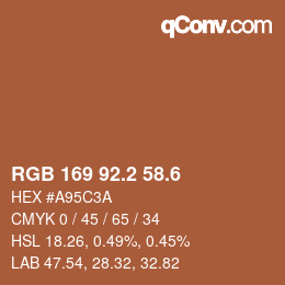 カラーコード: RGB 169 92.2 58.6 | qconv.com